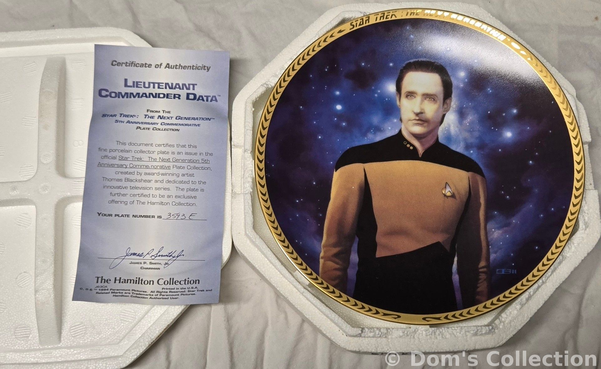 Assiette de Collection "Lieutenant Commander Data"